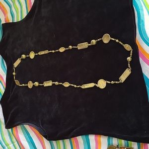 34" antique brass wire hand wrapped necklace